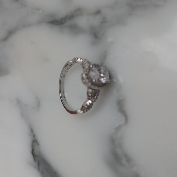 Engagement Ring Sterling Silver Cubic Zirconia Size 7 - Picture 2 of 16